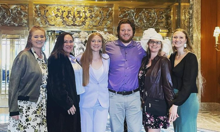 Aspyn Brown celebrating her birthday with her husband, Mitch Thompson, and her family